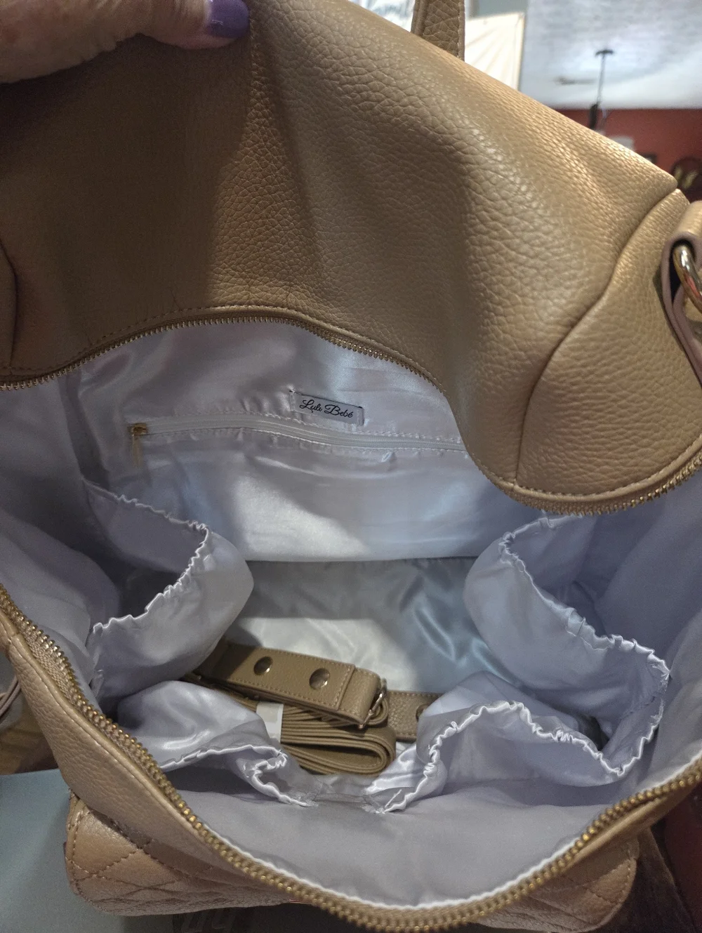 Luli Bebe Petit Monaco Quilted Diaper Bag In Latte. New Without Tags